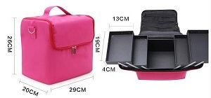 MALETA TELA PORTATIL PARA MAQUILLAJE MANICURA COSMETOLOGIA - ROSADA
